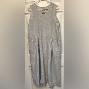 Flax small white and blue lightweight linen sundress